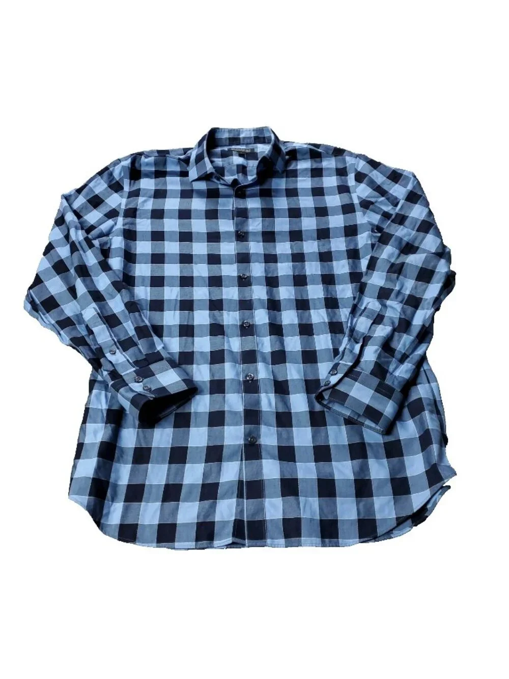 Banana Republic Shirt Mens XL Slim Fit Blue Long Sleeve Plaid Button Non Iron